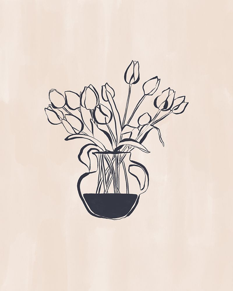 Tulips Flower Vase Line Art Print By Ivy Green Illustrations 4 5 Ratio