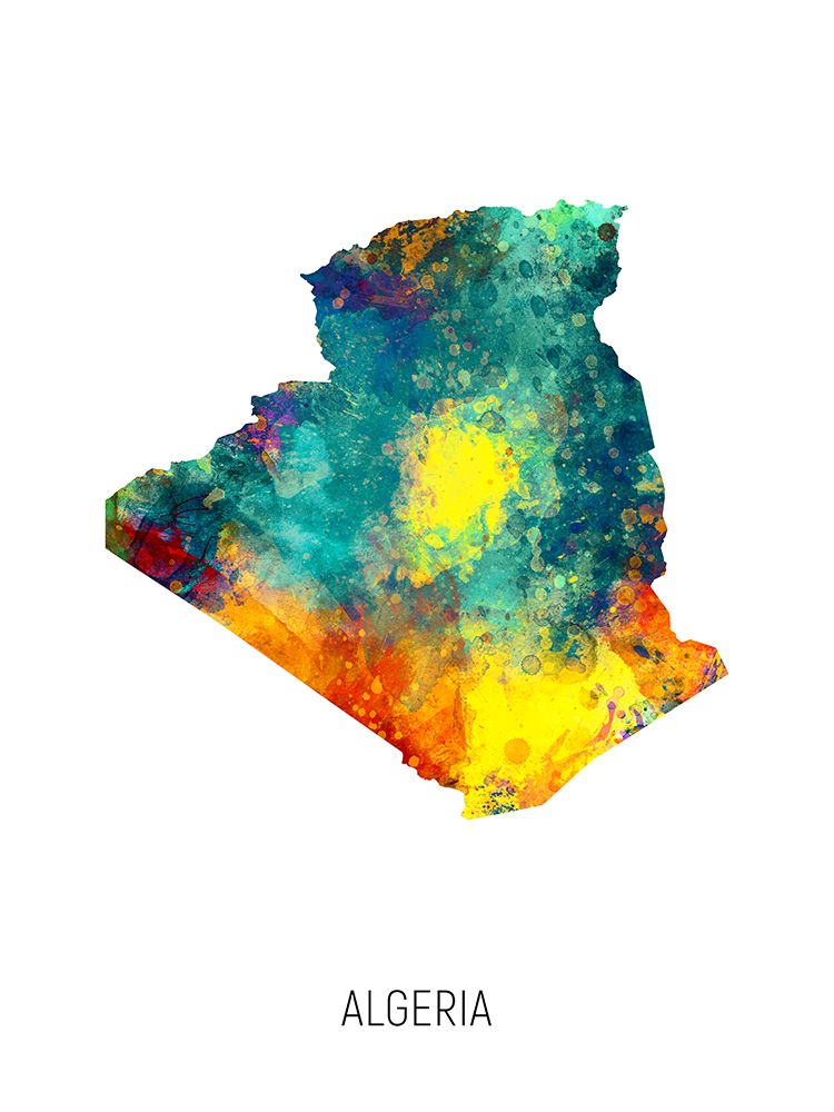 Algeria Watercolor Map