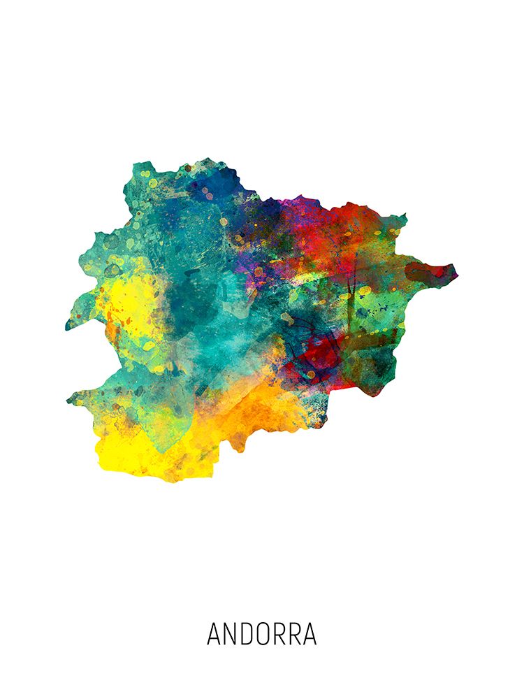 Andorra Watercolor Map