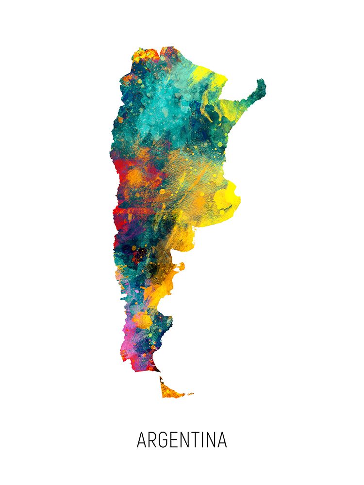 Argentina Watercolor Map