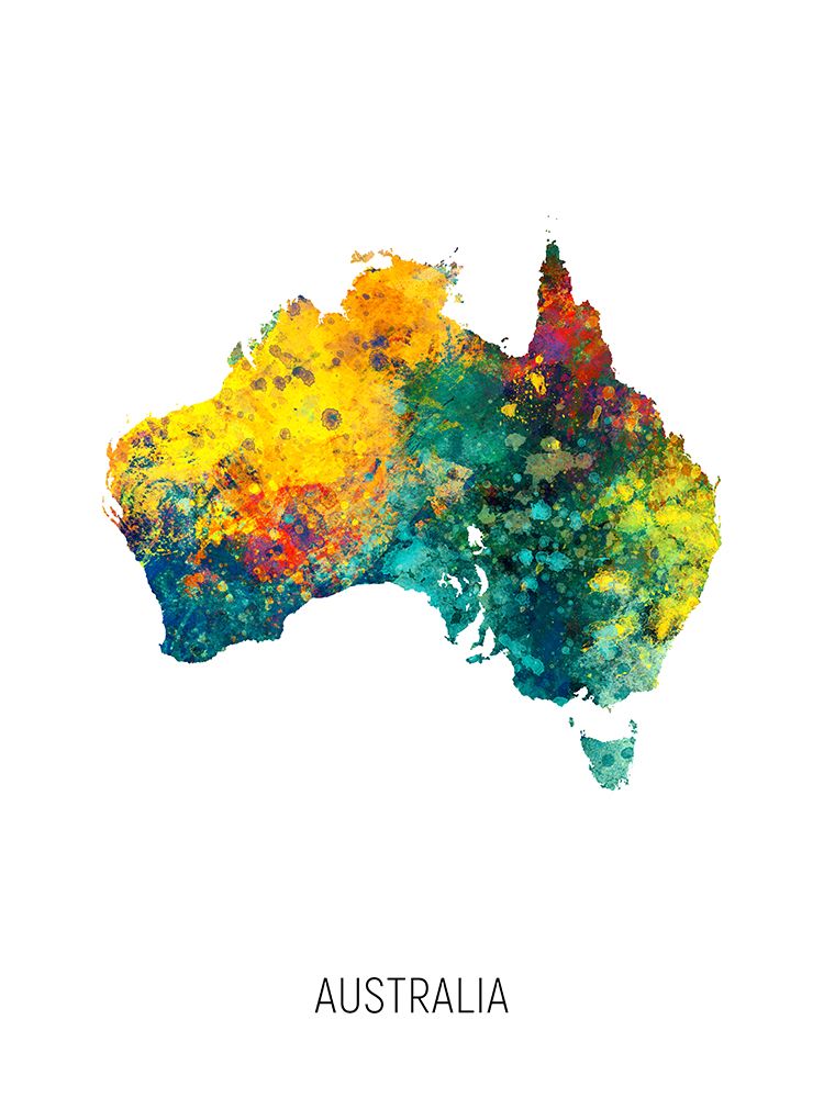 Australia Watercolor Map