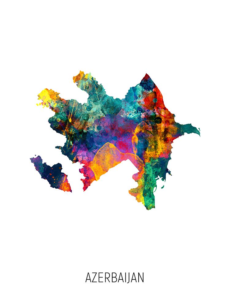 Azerbaijan Watercolor Map