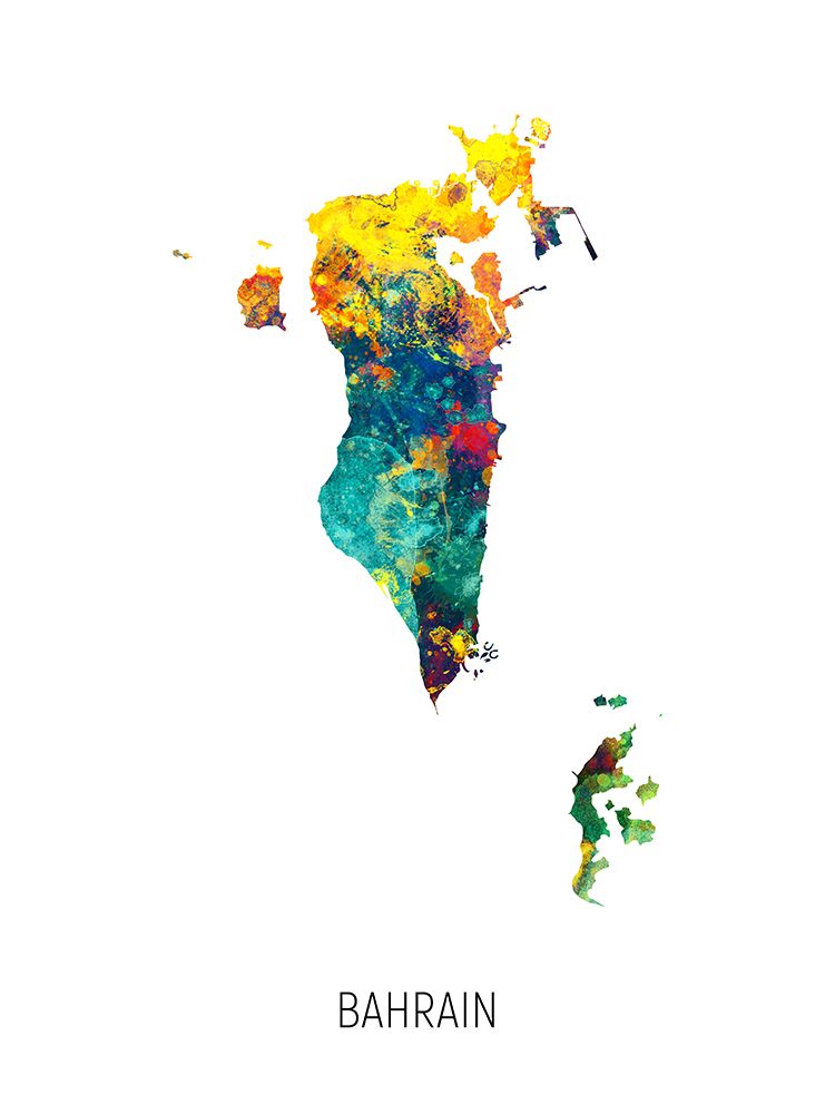 Bahrain Watercolor Map