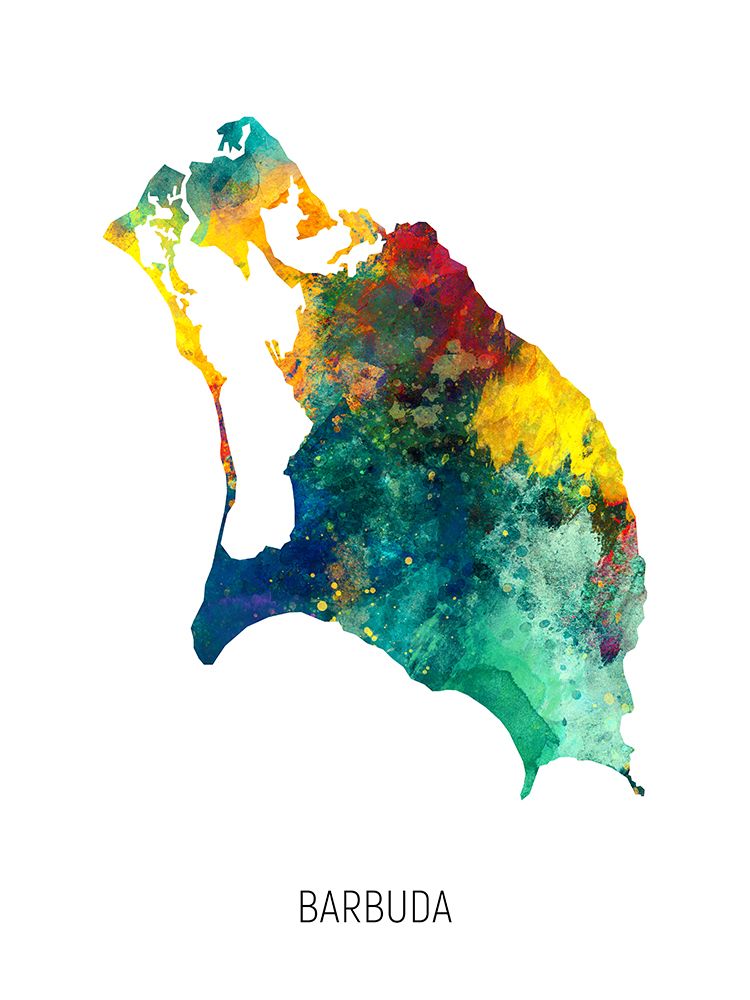 Barbuda Watercolor Map