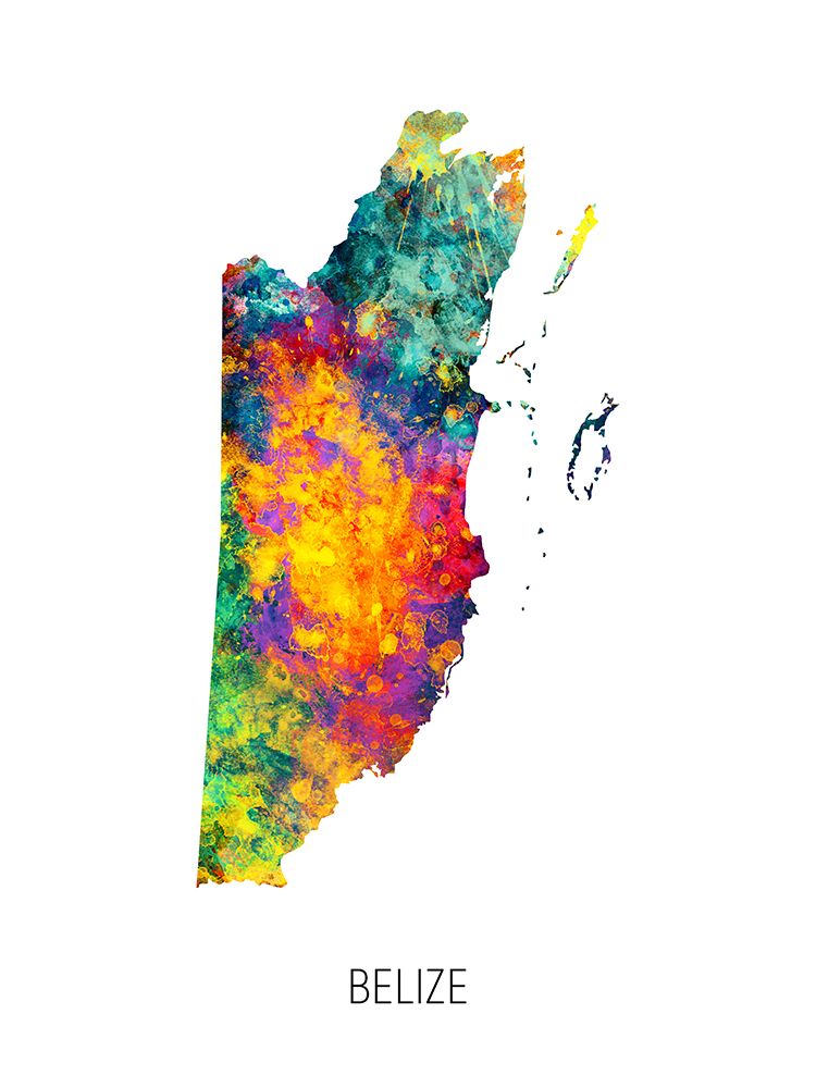 Belize Watercolor Map