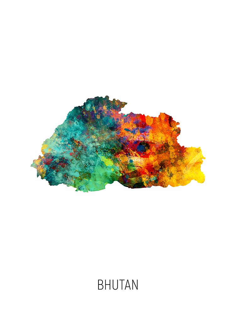 Bhutan Watercolor Map