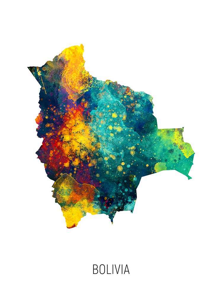Bolivia Watercolor Map