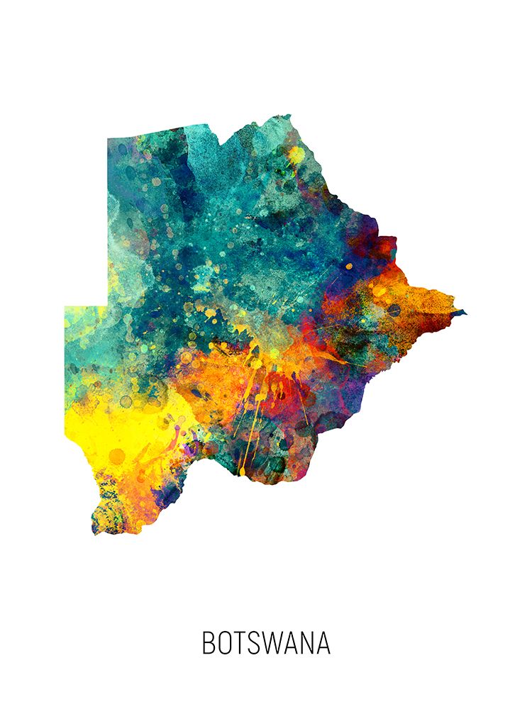 Botswana Watercolor Map