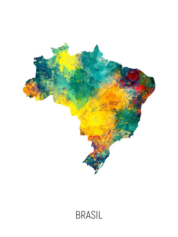 Brasil Watercolor Map