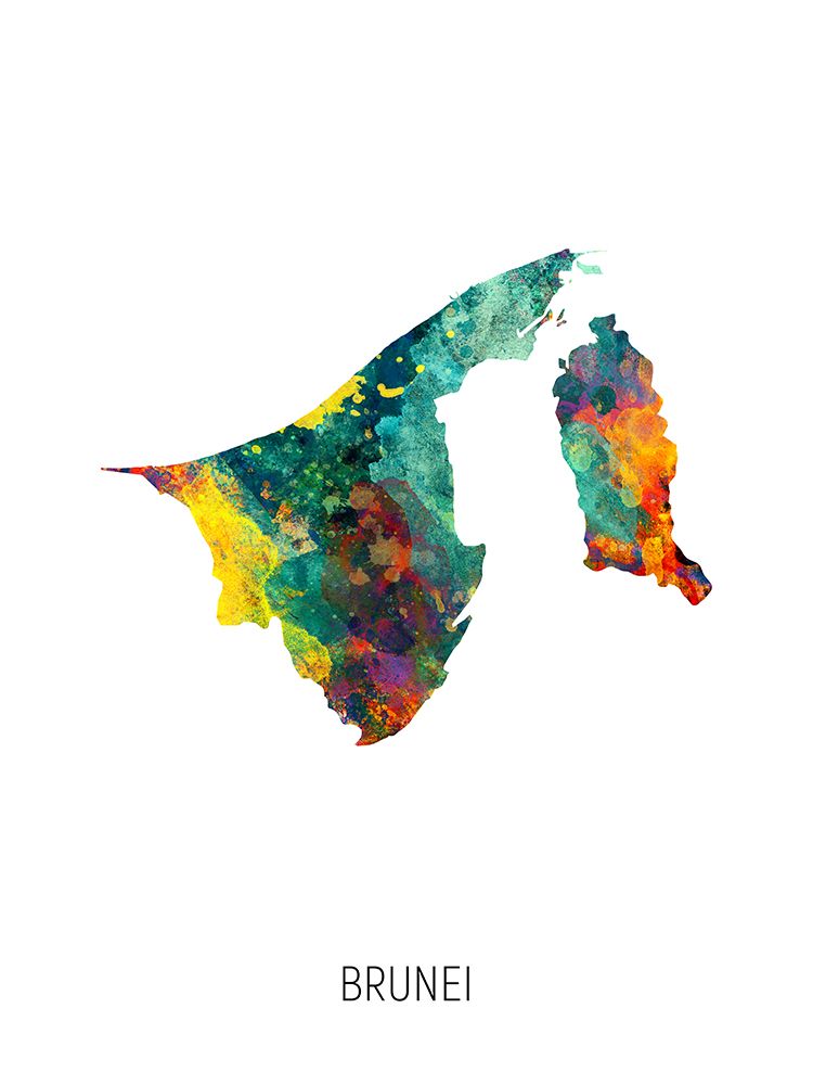 Brunei Watercolor Map