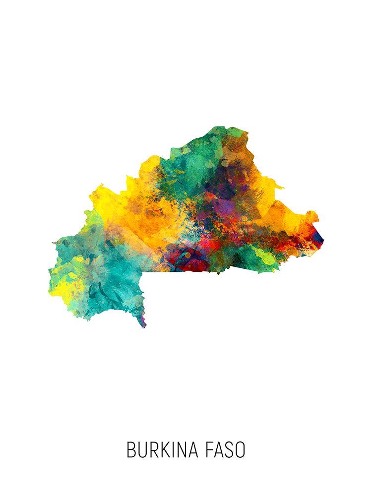 Burkina Faso Watercolor Map