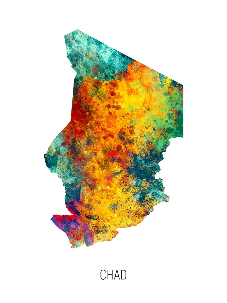 Chad Watercolor Map