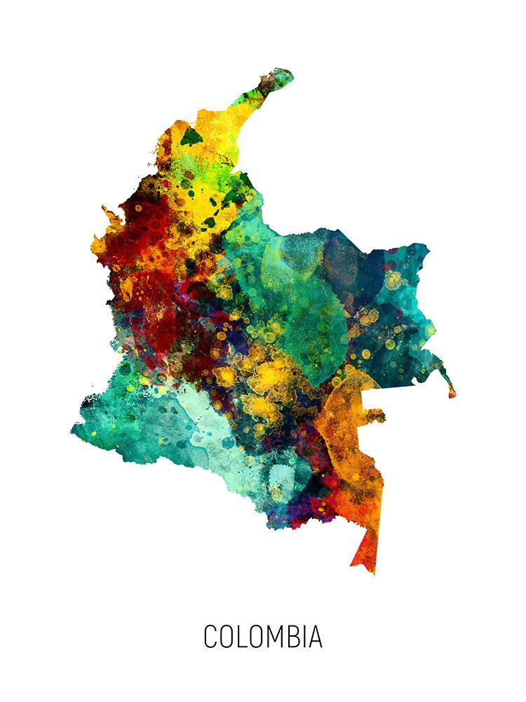 Colombia Watercolor Map
