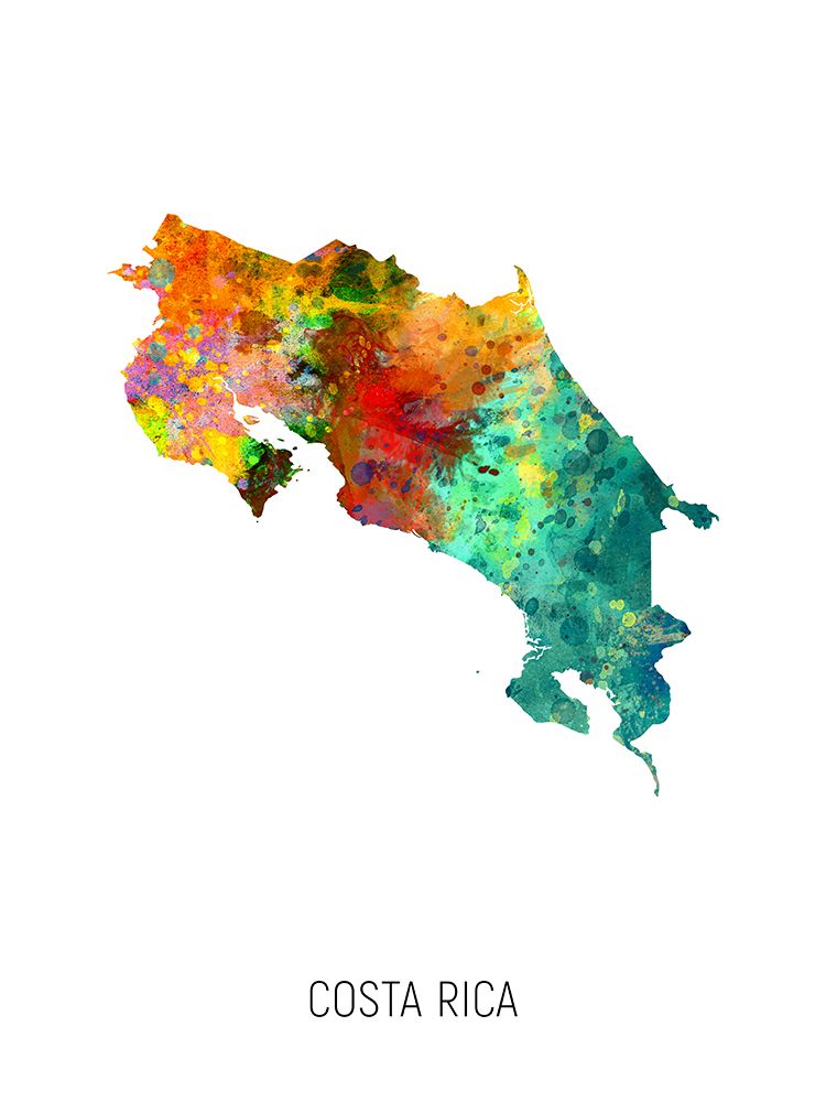Costa Rica Watercolor Map