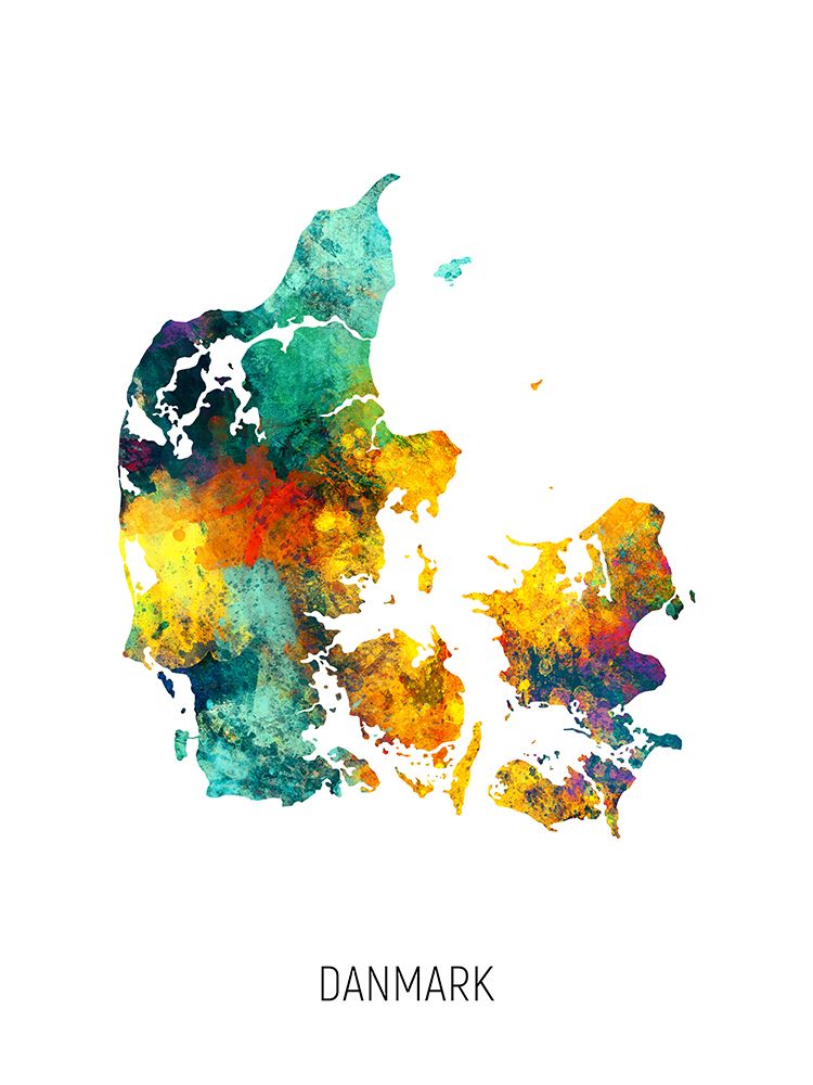 Danmark Watercolor Map
