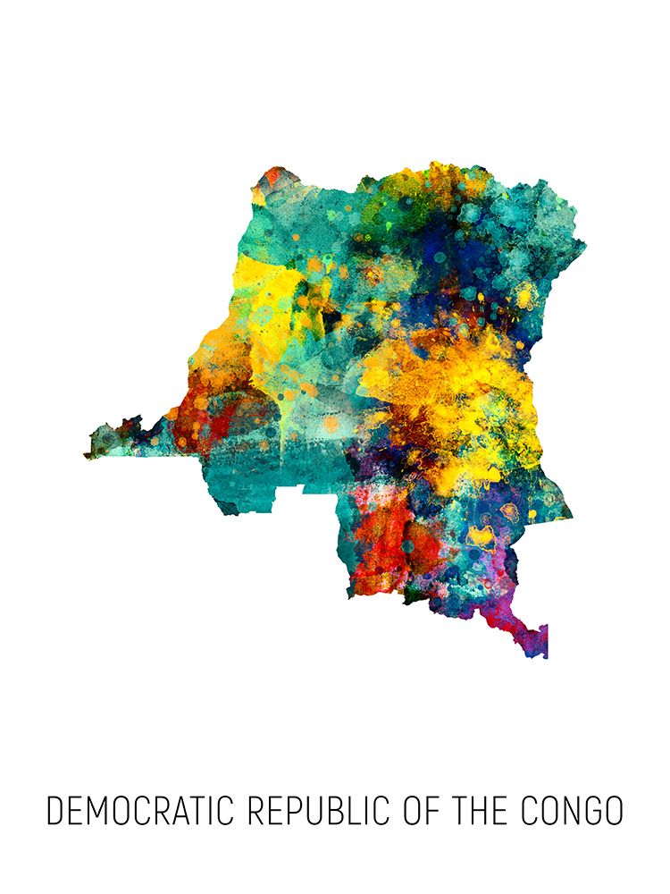 Democratic Republic of the Congo Watercolor Map