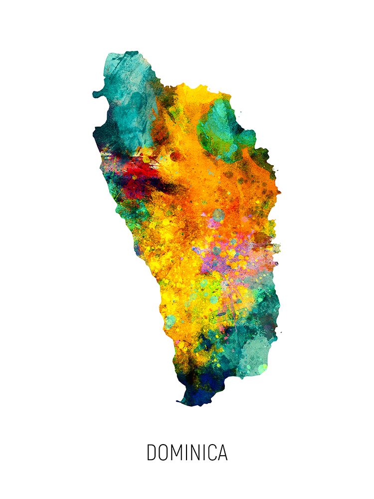 Dominica Watercolor Map