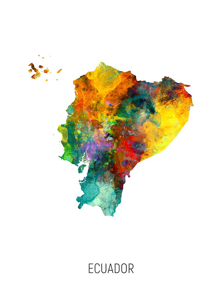 Ecuador Watercolor Map