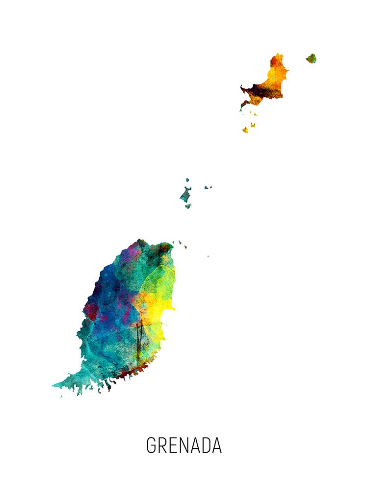 Grenada Watercolor Map