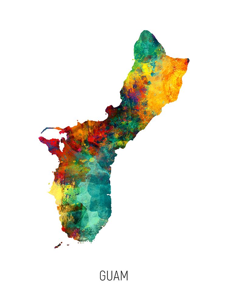 Guam Watercolor Map