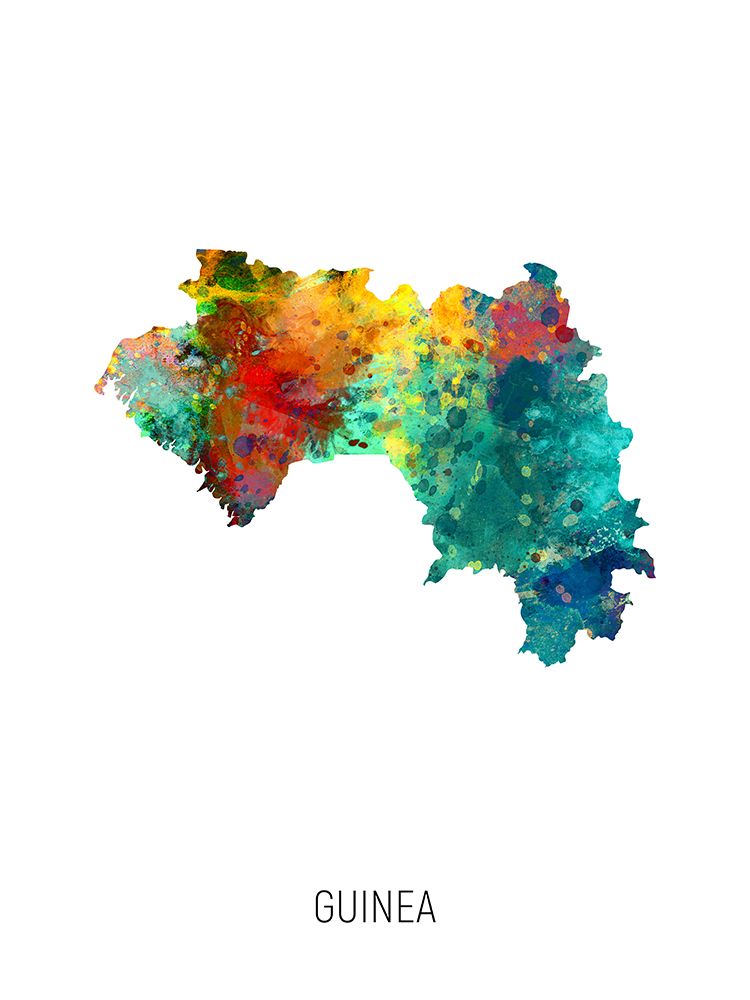 Guinea Watercolor Map