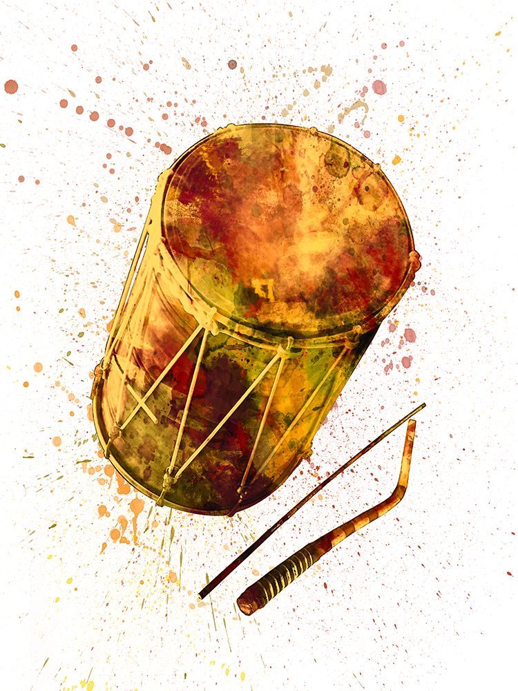 Dhol Drum Abstract Watercolor