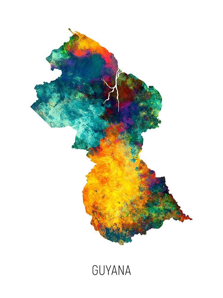 Guyana Watercolor Map