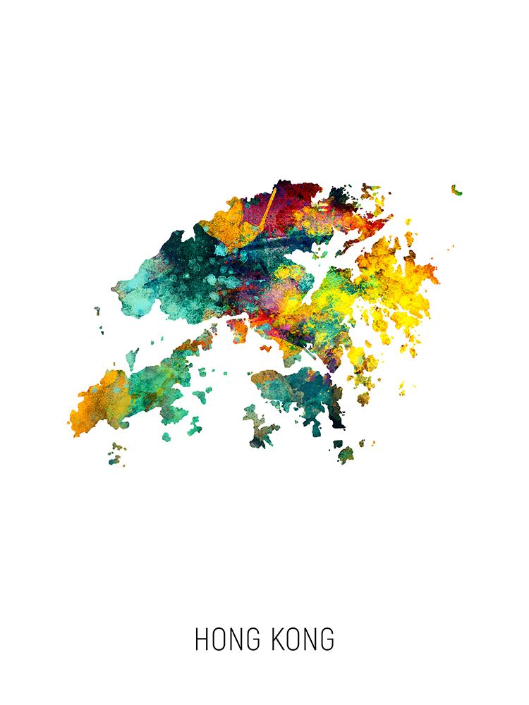 Hong Kong Watercolor Map