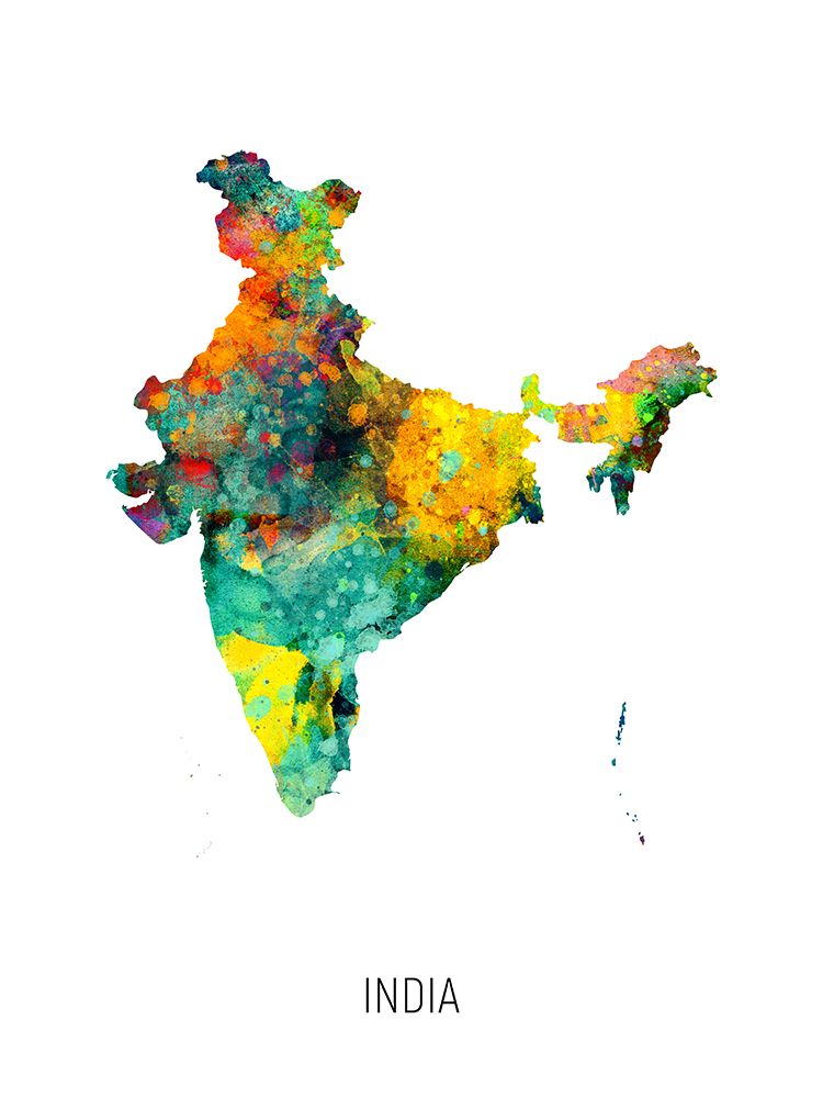 India Watercolor Map