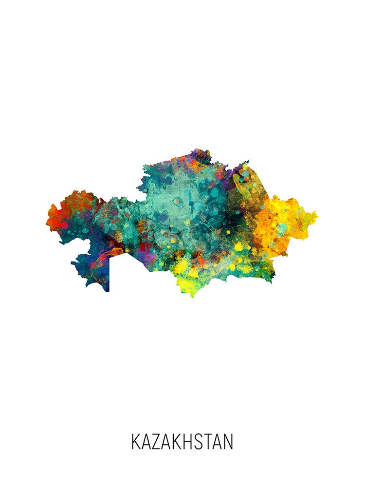 Kazakhstan Watercolor Map