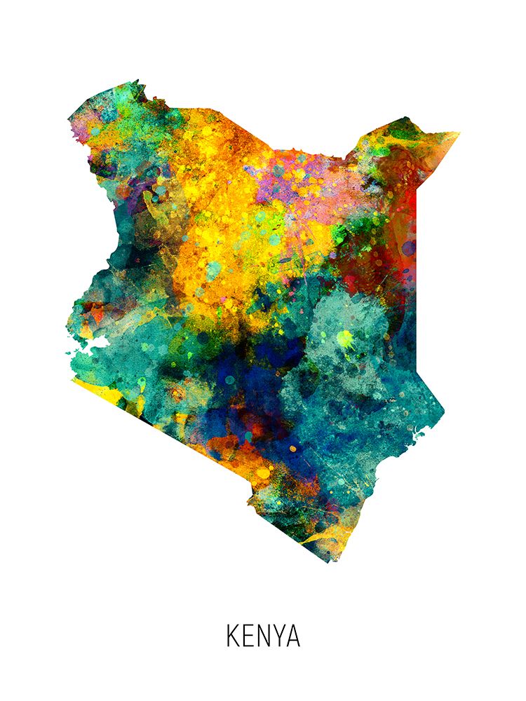 Kenya Watercolor Map