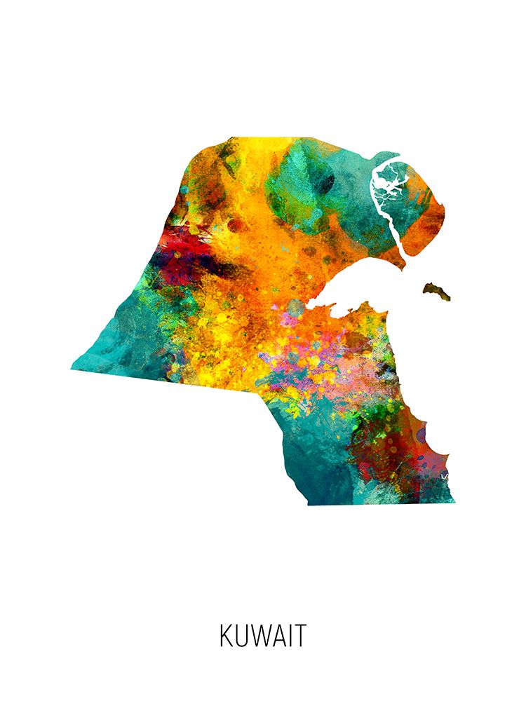 Kuwait Watercolor Map
