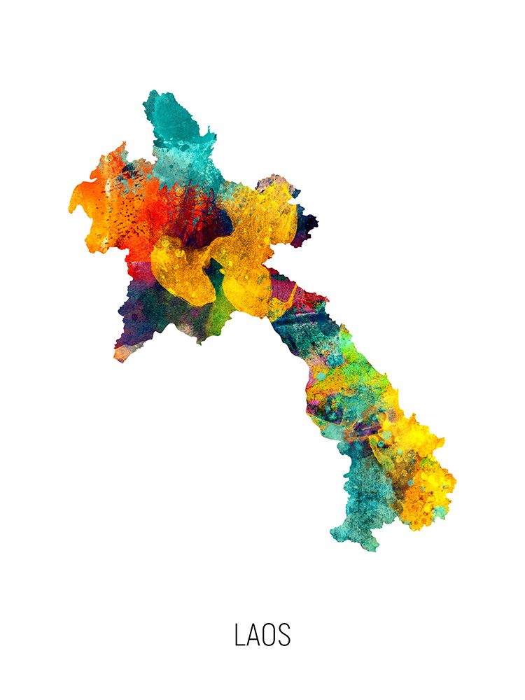 Laos Watercolor Map