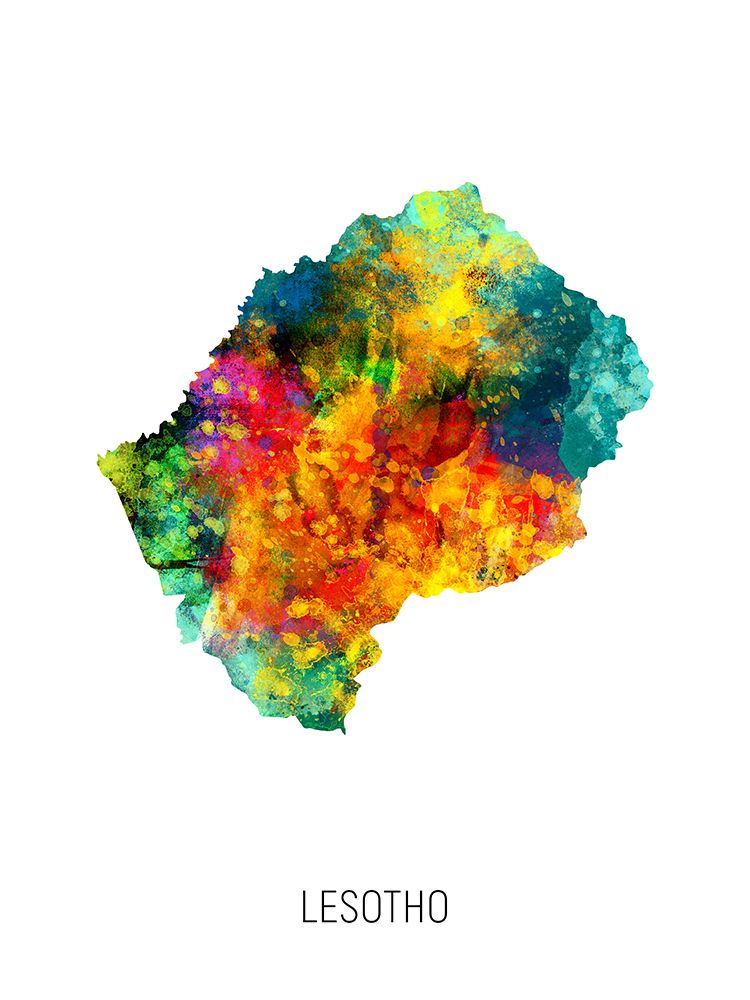 Lesotho Watercolor Map
