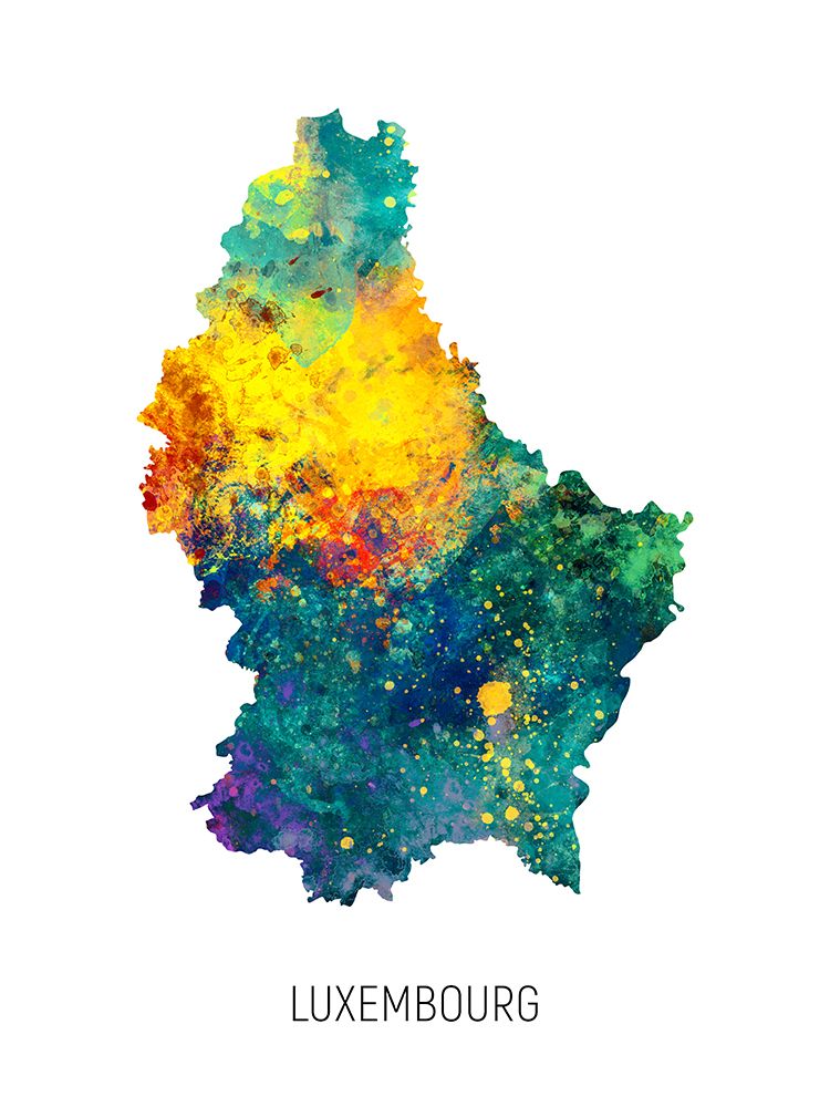 Luxembourg Watercolor Map