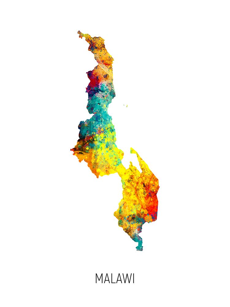 Malawi Watercolor Map
