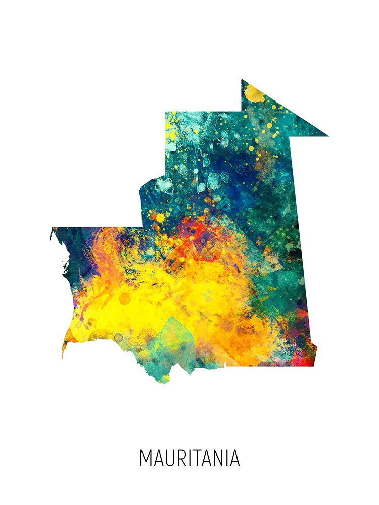 Mauritania Watercolor Map