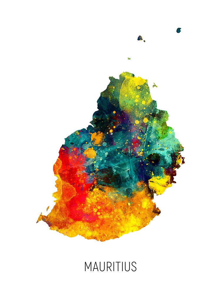 Mauritius Watercolor Map