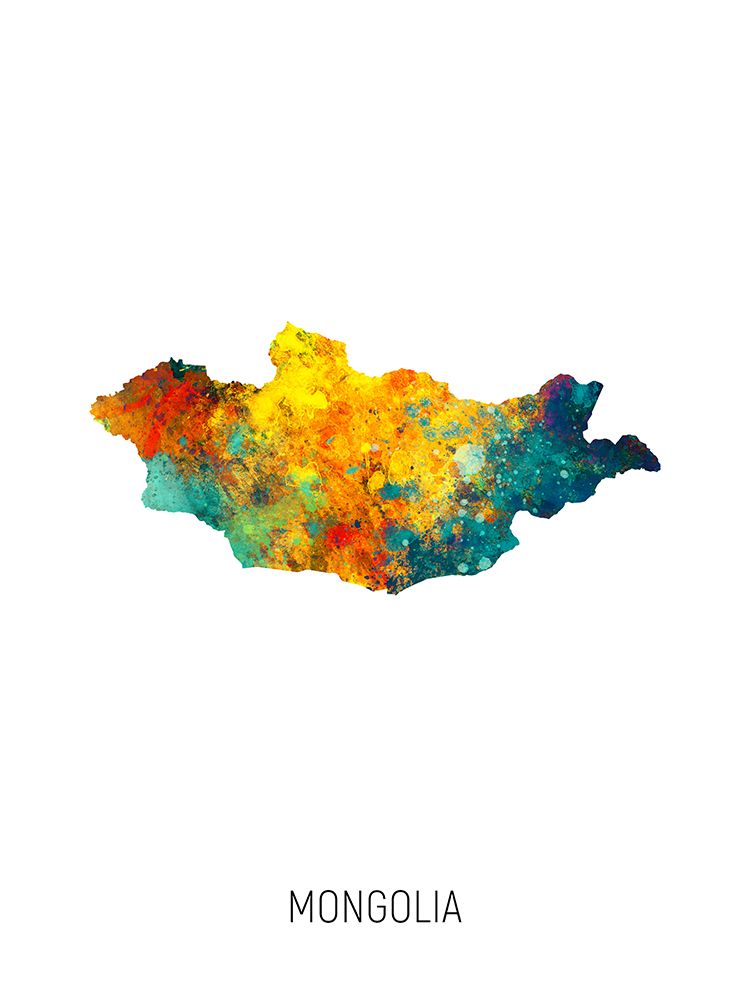 Mongolia Watercolor Map