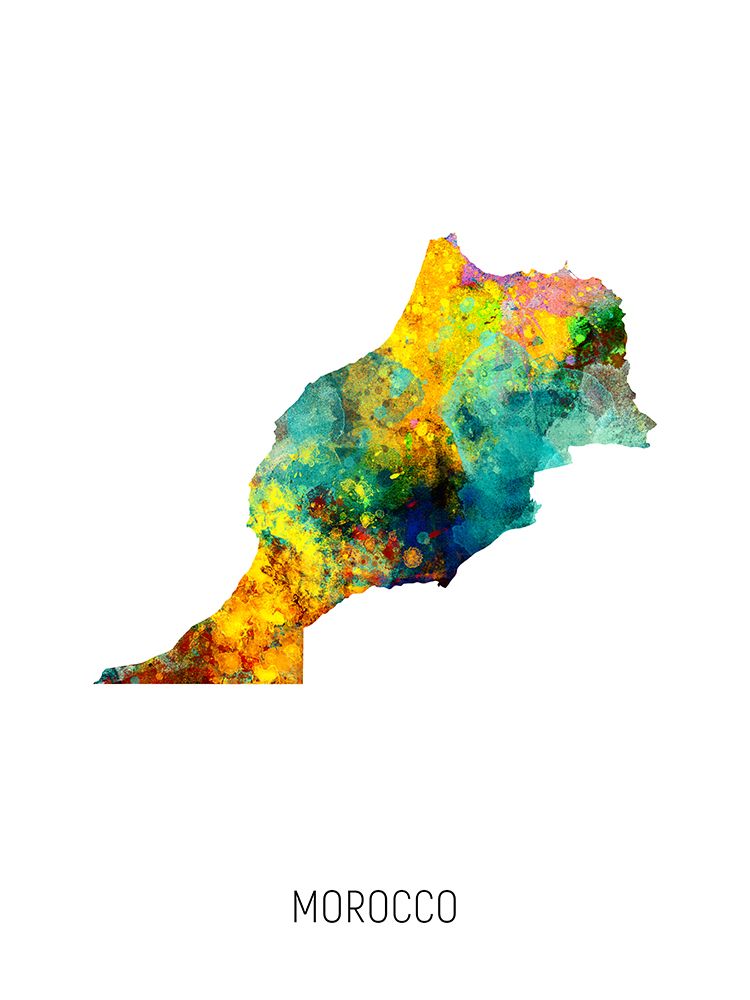 Morocco Watercolor Map