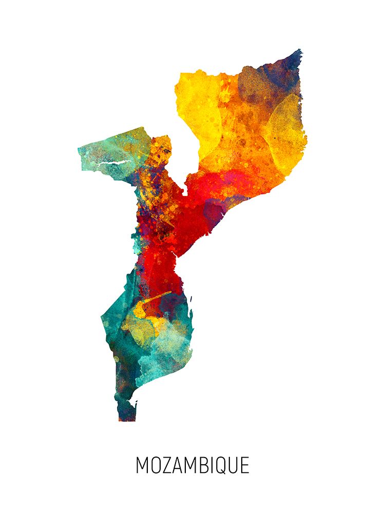 Mozambique Watercolor Map