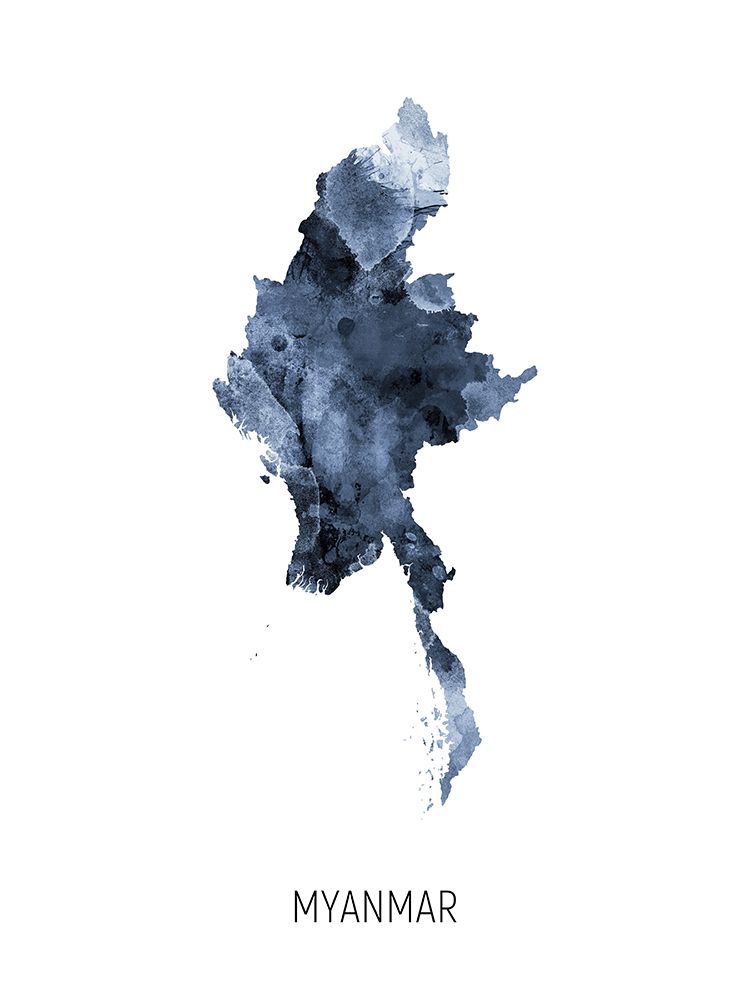 Myanmar Watercolor Map