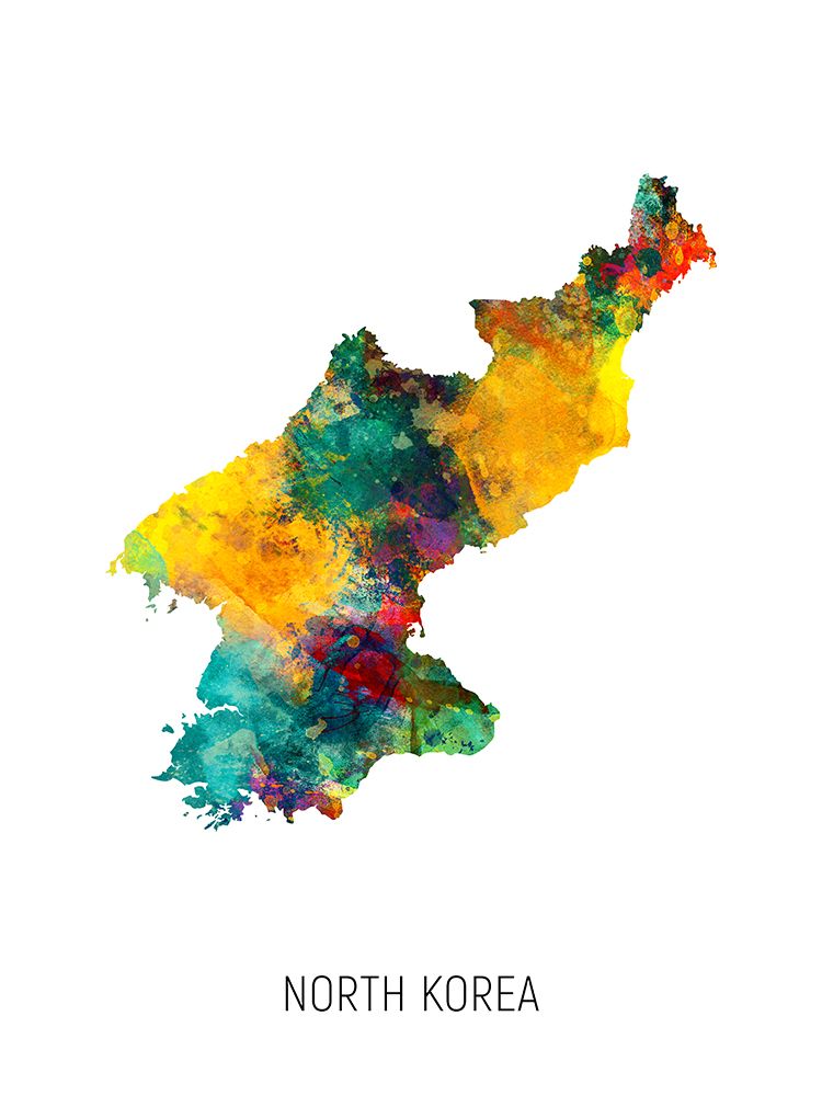 North Korea Watercolor Map