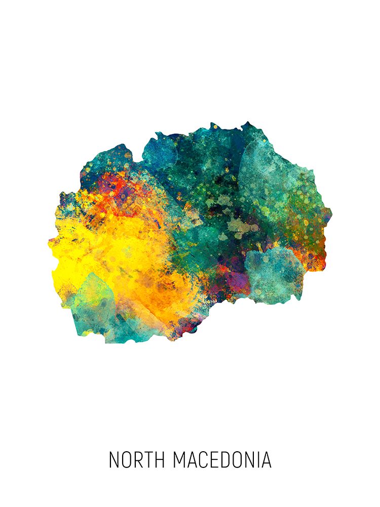 North Macedonia Watercolor Map