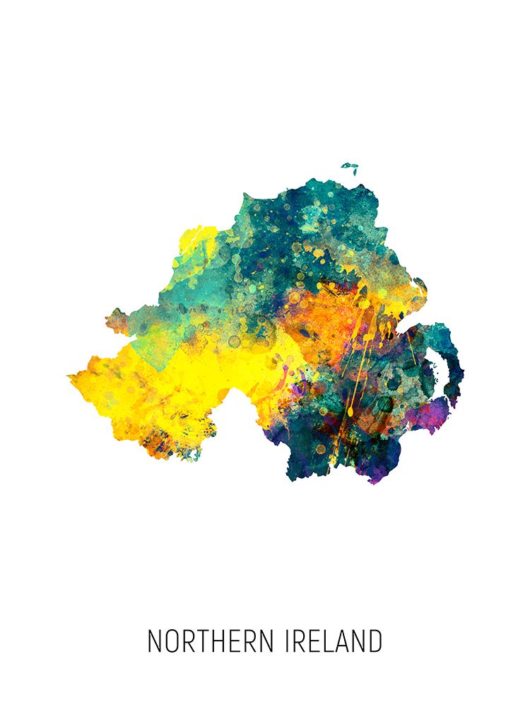Northern Ireland Watercolor Map