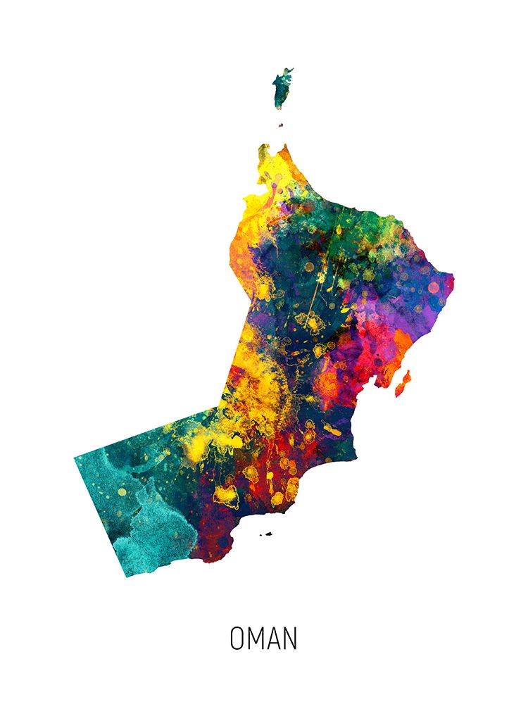 Oman Watercolor Map
