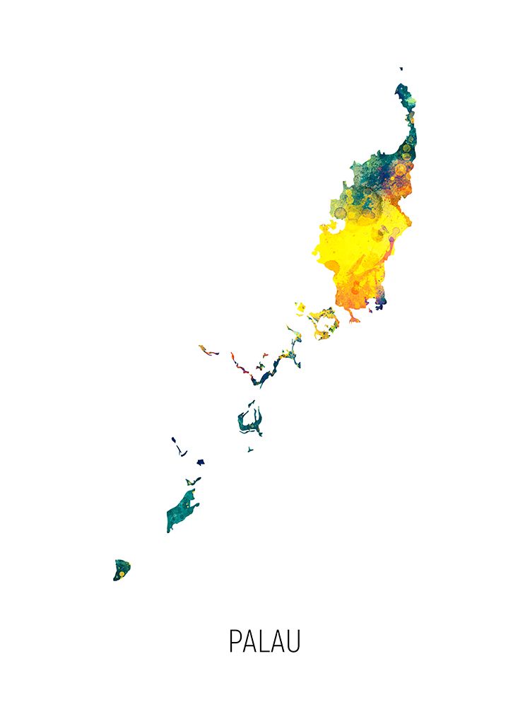 Palau Watercolor Map