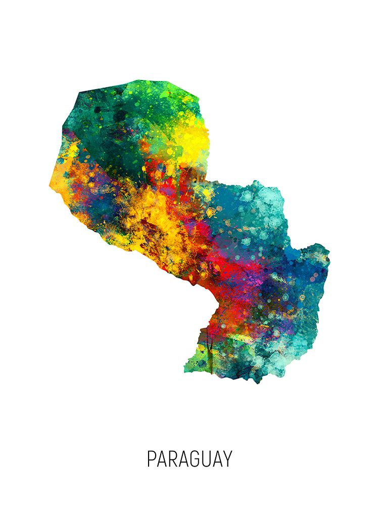Paraguay Watercolor Map
