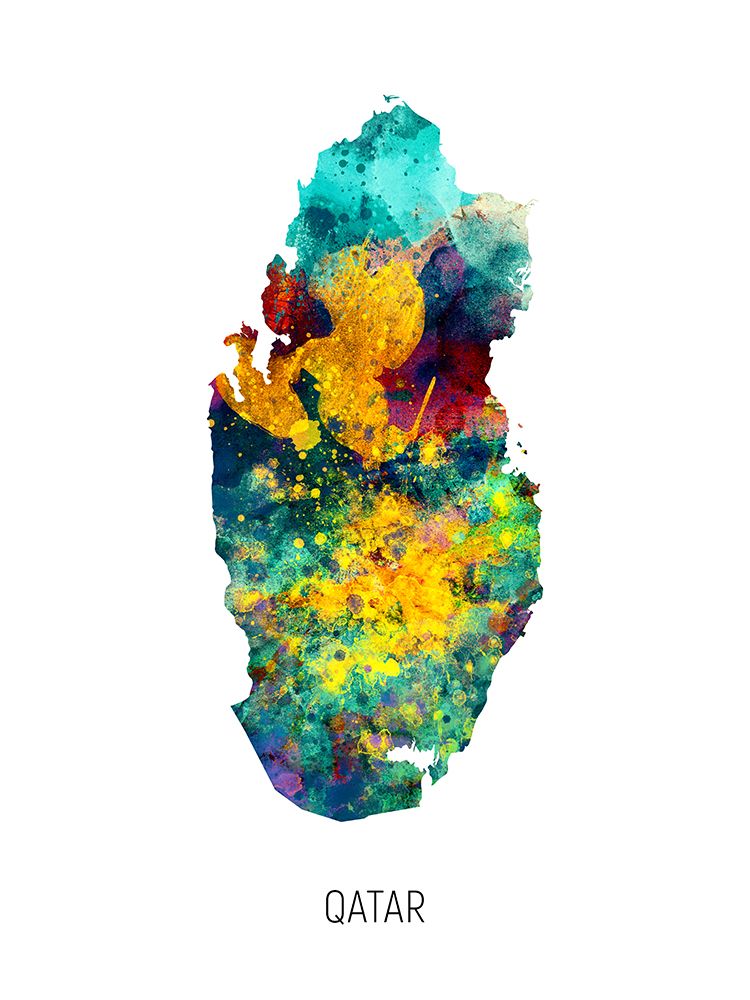 Qatar Watercolor Map