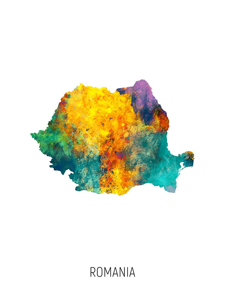 Romania Watercolor Map